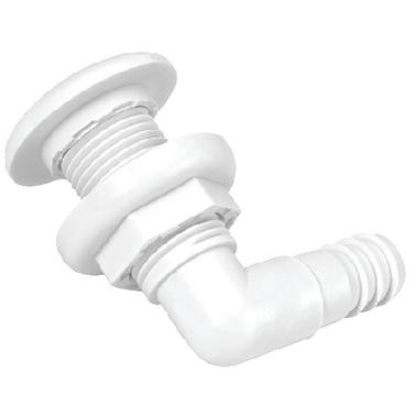 THRU HULL FITTING 1-1//8/" HOSE WHITE POLYPROPYLENE 232 TH1292DP 90 DEGREE BOATING