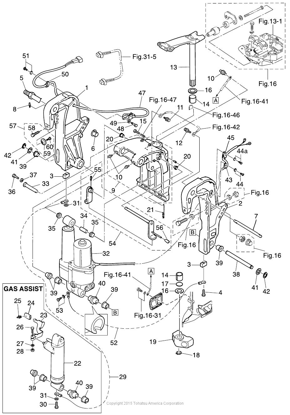 MD40B2 BRACKET (2) POWER TRIM & TILT / GAS ASSIST