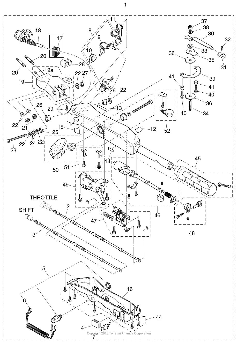 MFS25C TILLER HANDLE (MULTI-FUNCTION)