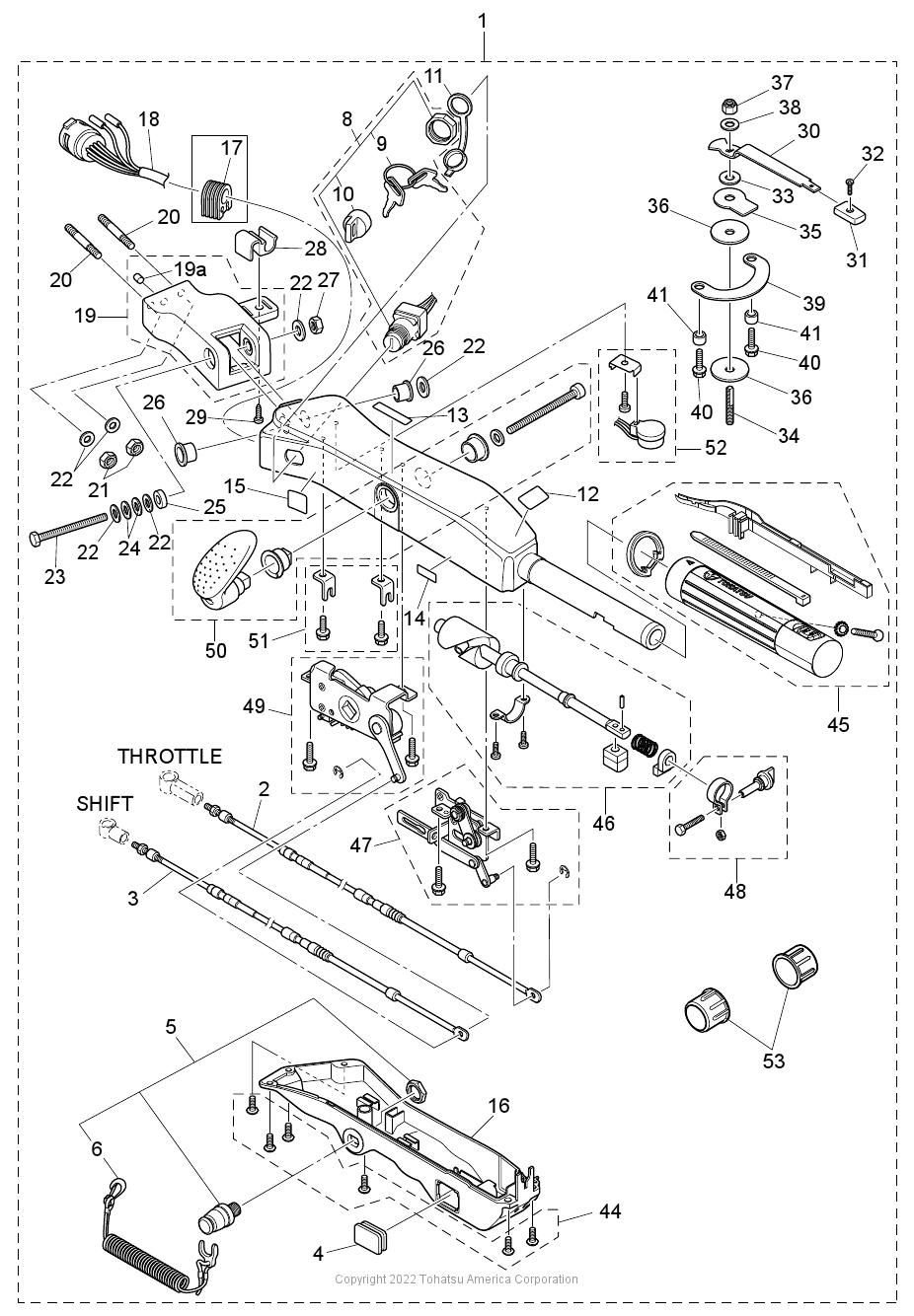 MFS25C TILLER HANDLE (MULTI-FUNCTION)