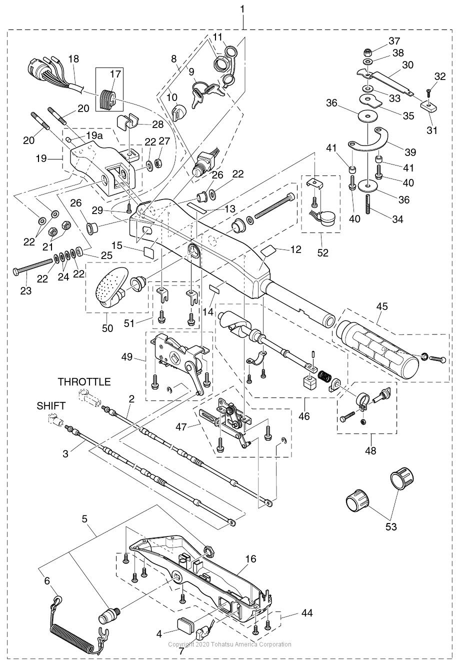 MFS30C TILLER HANDLE (MULTI-FUNCTION)