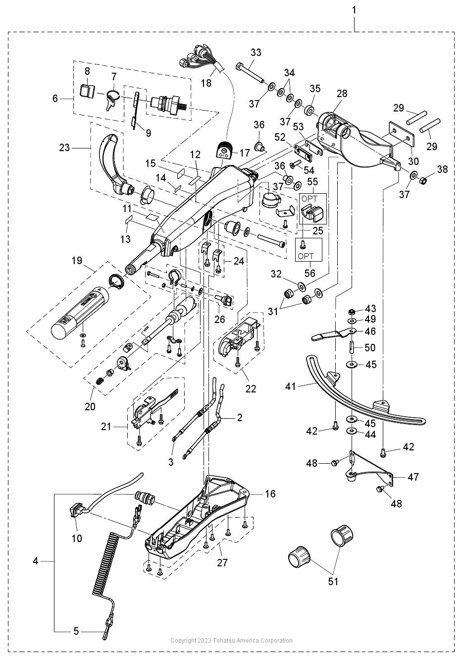 MFS75A TILLER HANDLE (MULTI-FUNCTION)