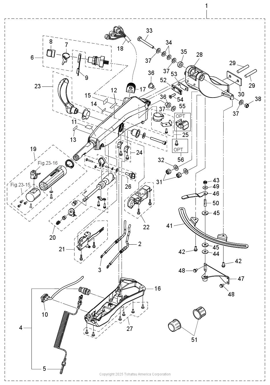 MFS75A TILLER HANDLE (MULTI-FUNCTION)
